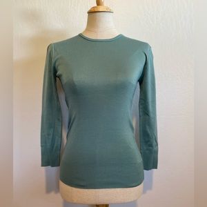 Ralph Lauren Black Label Pullover Top 3/4 Sleeve Turquoise Ribbed Knit